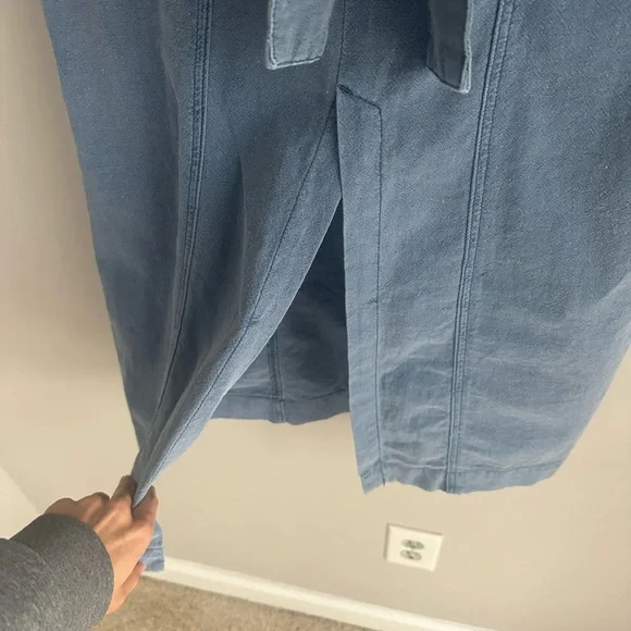 Free people catching feeling linen cotton blend front slit midi skirt size 0 - Picture 8 of 9